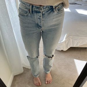 Abercrombie, size 6L high rise dad jean acid wash